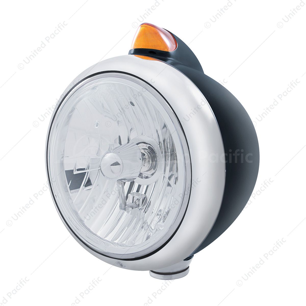 Black Guide 682-C Style Headlight Crystal H4 & Original Style LED Signal - Amber Lens