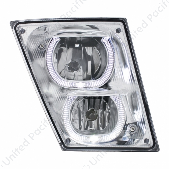 Chrome Fog/Driving Light W/White LED Light Bar For 2003-2017 Volvo VN/VNL - Passenger