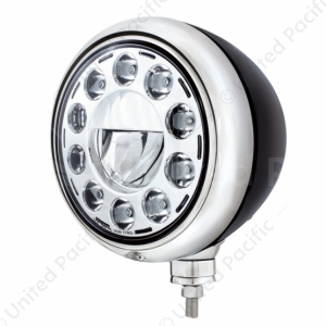 Black Guide Headlight 11 LED Bulb - Chrome
