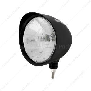 Black "Billet" Style Groove Headlight With Visor H6024 Bulb