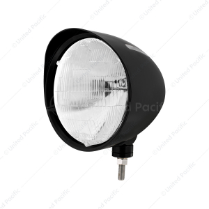 Black "Billet" Style Groove Headlight With Visor H6014 Bulb