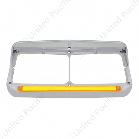 24 LED Rectangular Dual Headlight Bezel With Visor & GloLight - Amber LED/Amber Lens