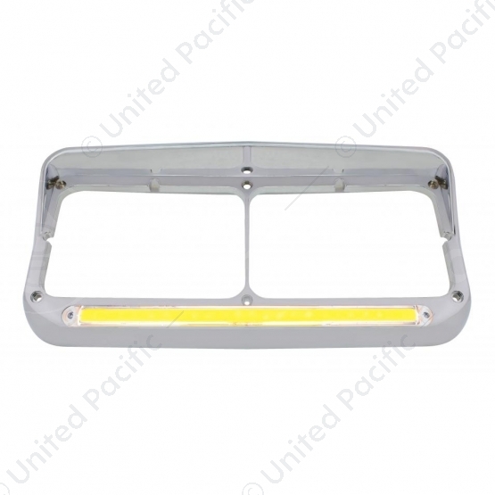 24 LED Rectangular Dual Headlight Bezel With Visor & GloLight - Amber LED/Clear Lens