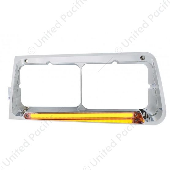 24 LED Headlight Bezel With GloLight For 1989-2009 Freightliner FLD - Driver - Clear Lens