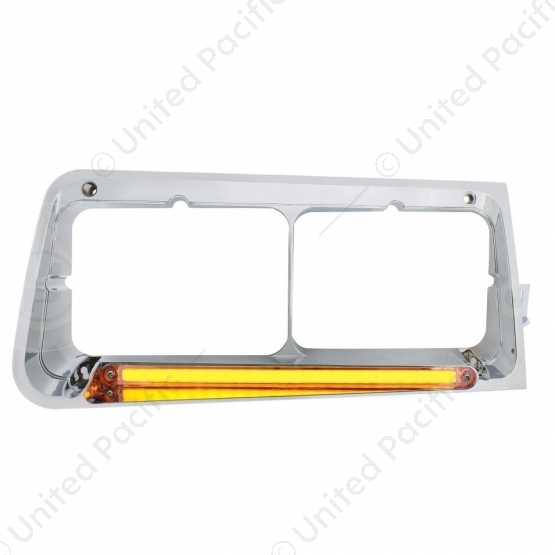 24 LED Headlight Bezel With GloLight For 1989-2009 Freightliner FLD - Passenger - Clear Lens