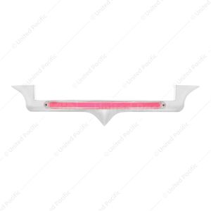 Chrome Hood Emblem Trim With 24 LED GloLight Bar For Kenworth - Red LED/Clear Lens