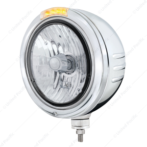 Stainless Steel Bullet Embossed Stripe Headlight Crystal H4 & Dual Mode LED Signal