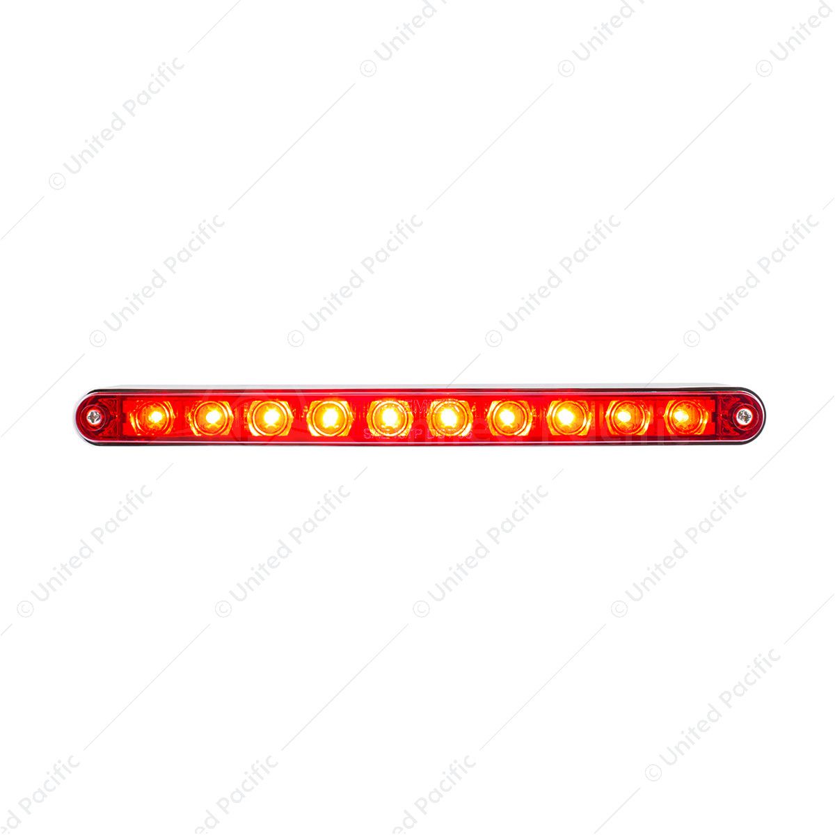 10 LED 9" Split Turn Function Light Bar With Bezel - Red LED/Red Lens