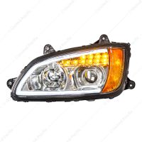 Chrome Projection Headlight With LED Turn Signal & Position Light For 2008-2017 Kenworth T660 - Driv