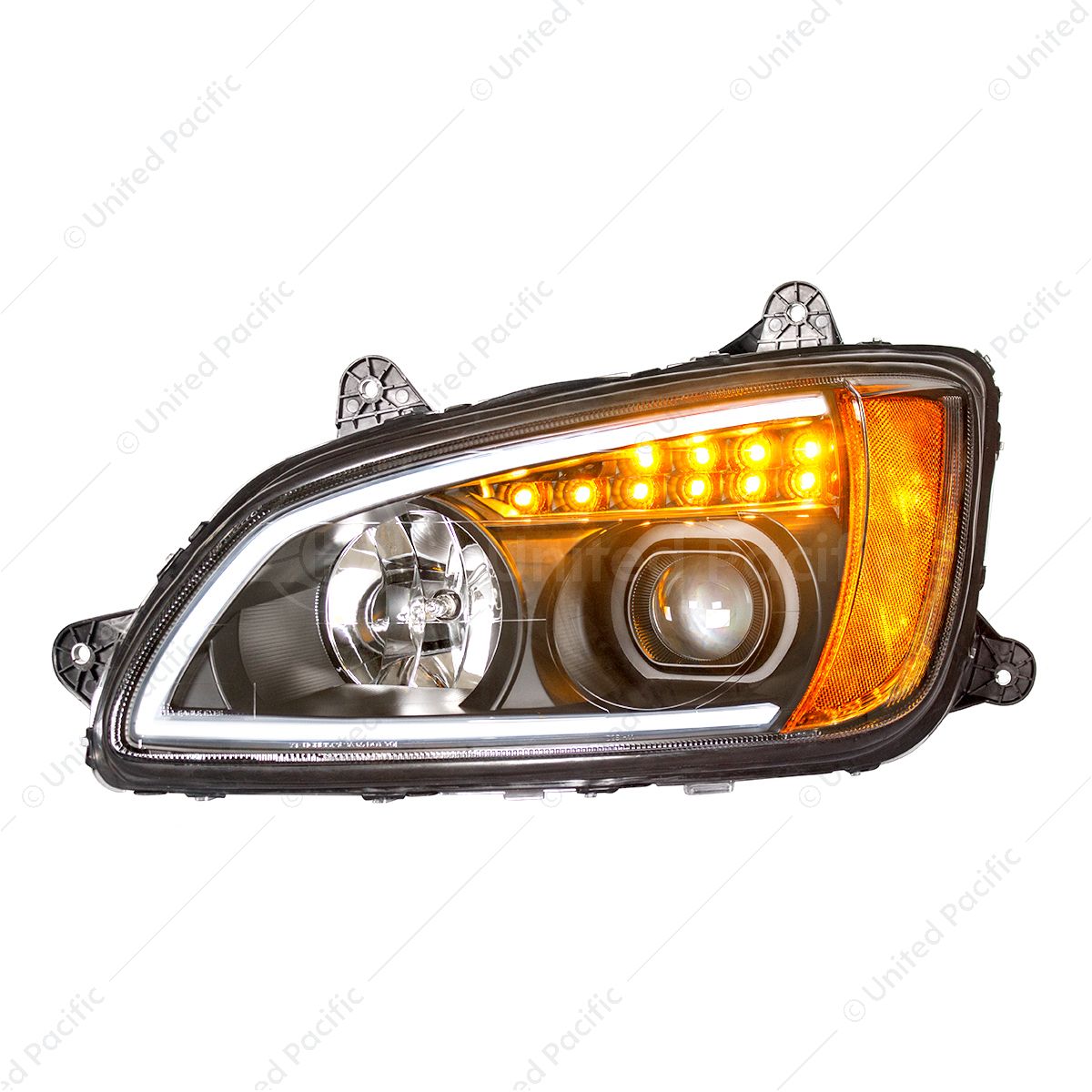 Blackout Projection Headlight With LED Turn Signal & Position Light For 2008-2017 Kenworth T660 - Dr