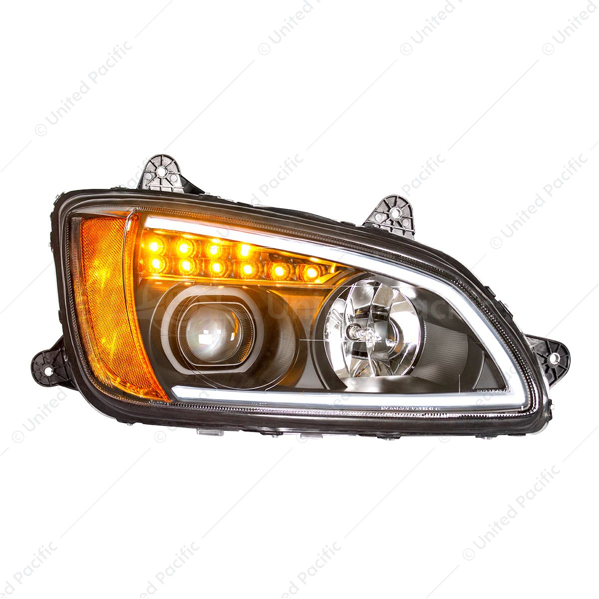 Blackout Projection Headlight With LED Turn Signal & Position Light For 2008-2017 Kenworth T660 - Pa