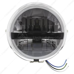 Chrome 5-3/4" Motorcycle Headlight 8 LED Blackout Bulb With Black Bar - Side Mount