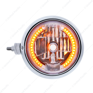 Chrome Guide 682-C Style Headlight Assembly W/Crystal Lens & 34 LEDs Position Light -Horizontal Moun