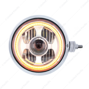 Chrome Guide 682-C Style Headlight Assembly W/LED Headlight & Dual Color Position Light -Horizontal