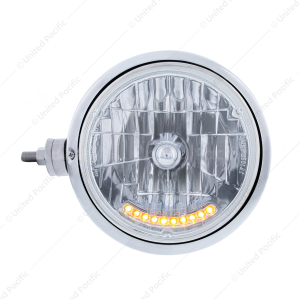 Chrome Guide 682-C Style Headlight Assembly W/Crystal Lens & 10 LEDs Position Light -Horizontal Moun