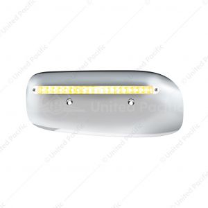 19 LED Rear Headlight Housing Cover For 2008-2023 Peterbilt 389 (Driver)-Amber LED/Clear Lens