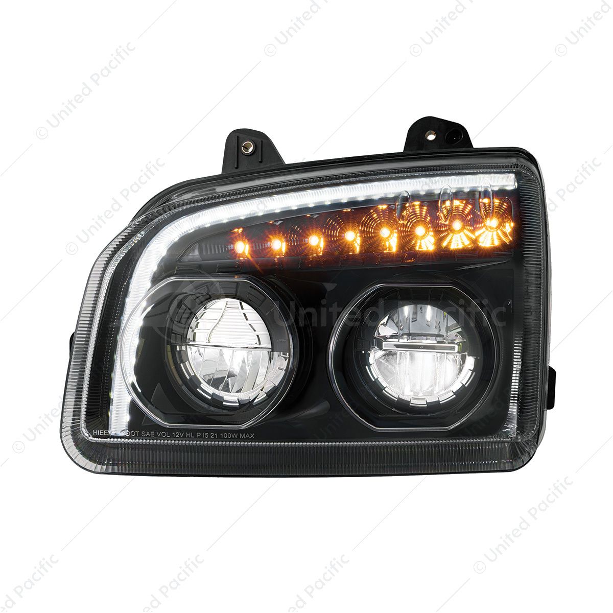 High Power LED Blackout Headlight With LED Turn Signal & Light Bar For 2015-2026 Kenworth T880-Drive