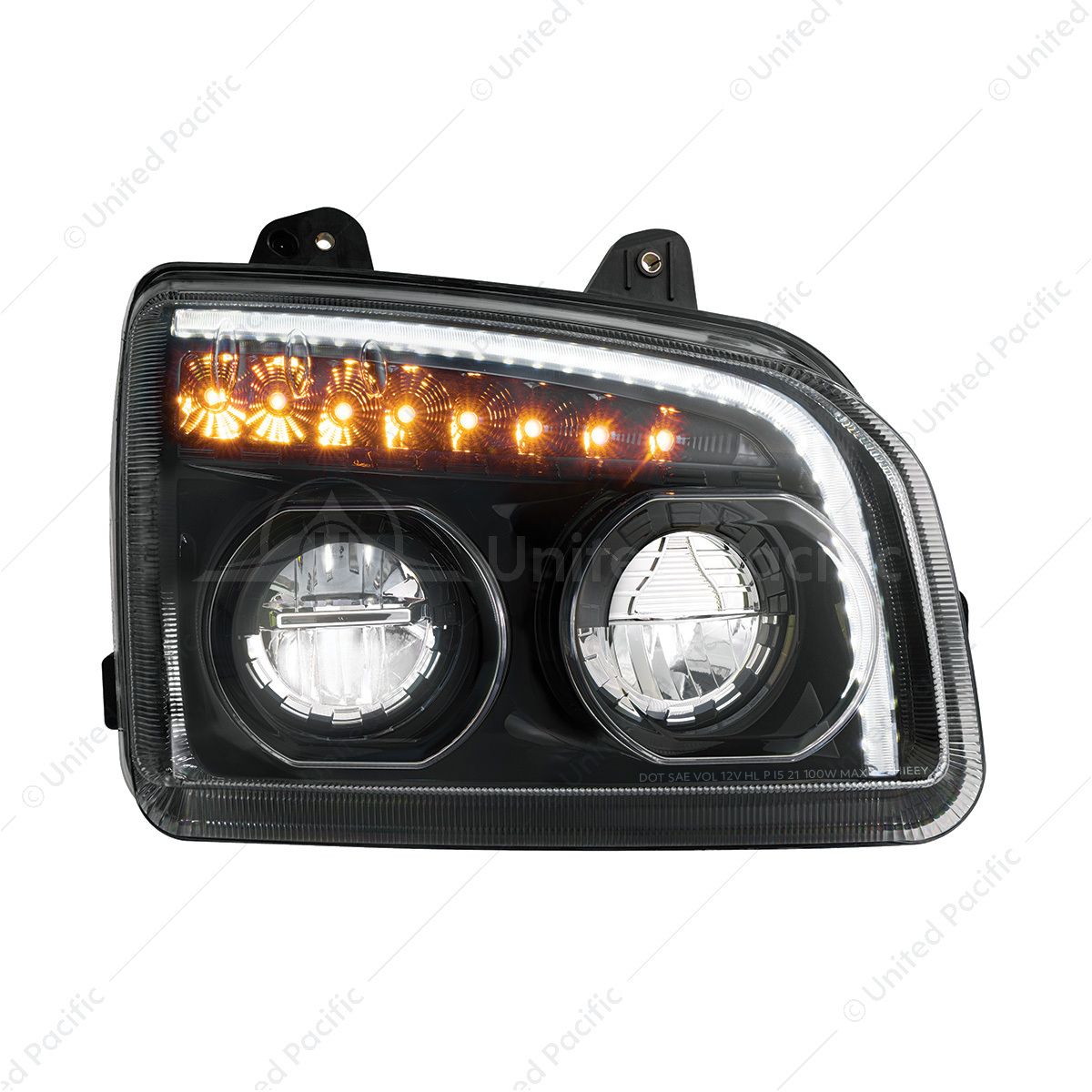 High Power LED Blackout Headlight With LED Turn Signal & Light Bar For 2015-2026 Kenworth T880-Passe