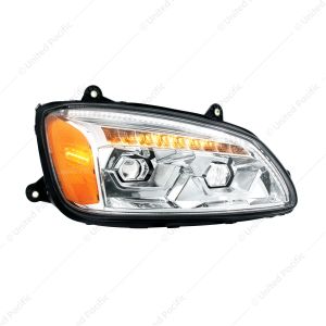 LED Chrome Projection Headlight With Sequential Turn Signal For 2008-2017 Kenworth T660-Passenger