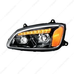 LED Blackout Projection Headlight With Sequential Turn Signal For 2008-2017 Kenworth T660-Driver