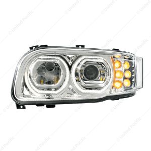 High Power 10 LED Headlight With 10 LED Turn & 100 LED Halo For 2008-2024 Peterbilt 389