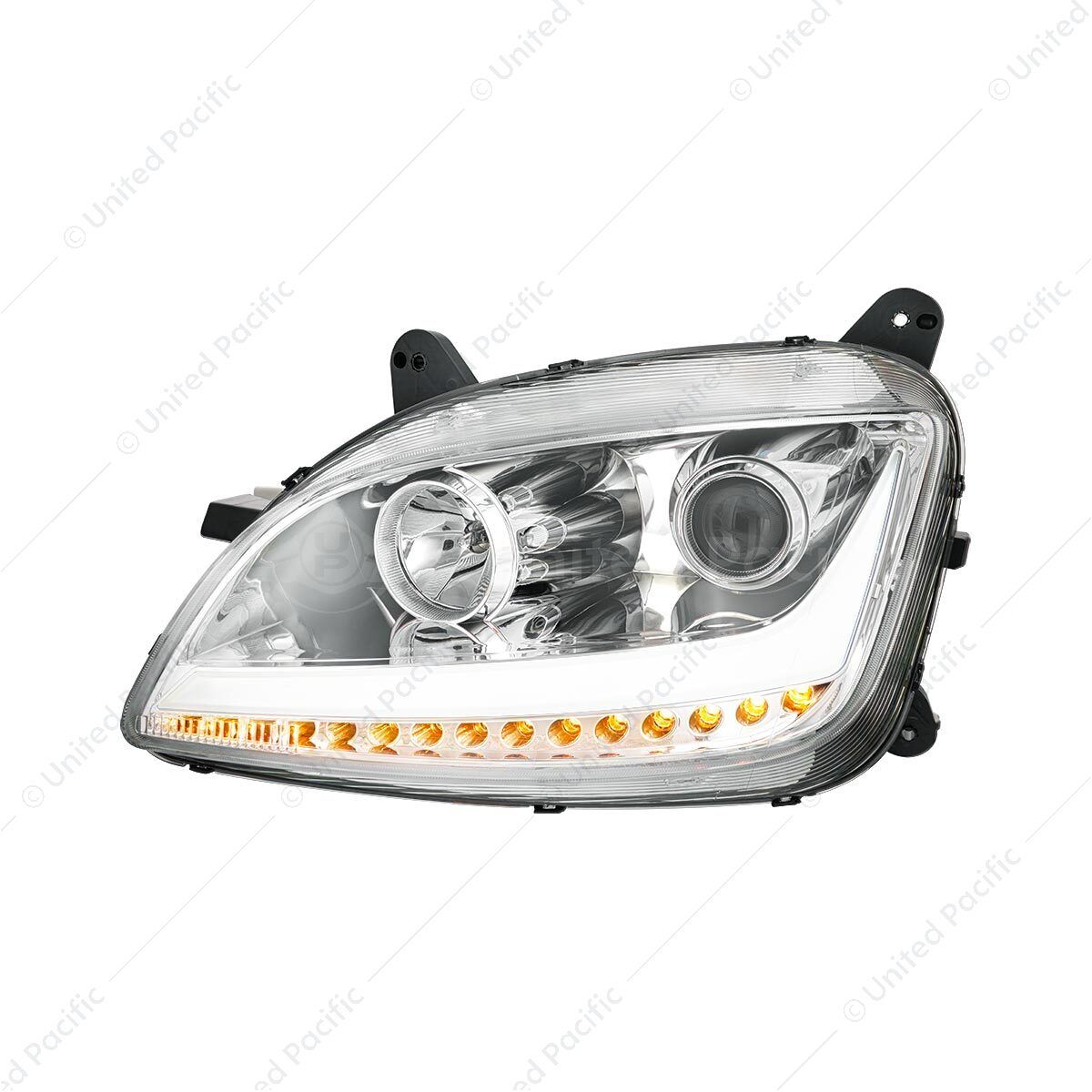 Chrome Projection Headlight With LED Position Light & Sequential Signal For 2012-2021 Peterbilt 579-