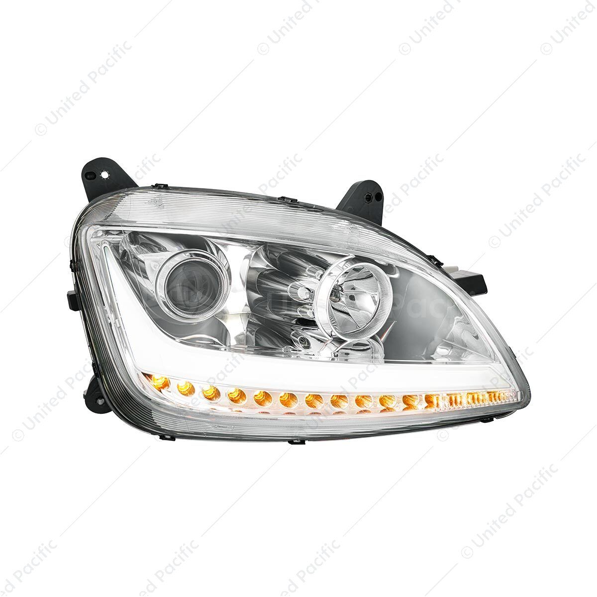 Chrome Projection Headlight With LED Position Light & Sequential Signal For 2012-2021 Peterbilt 579-