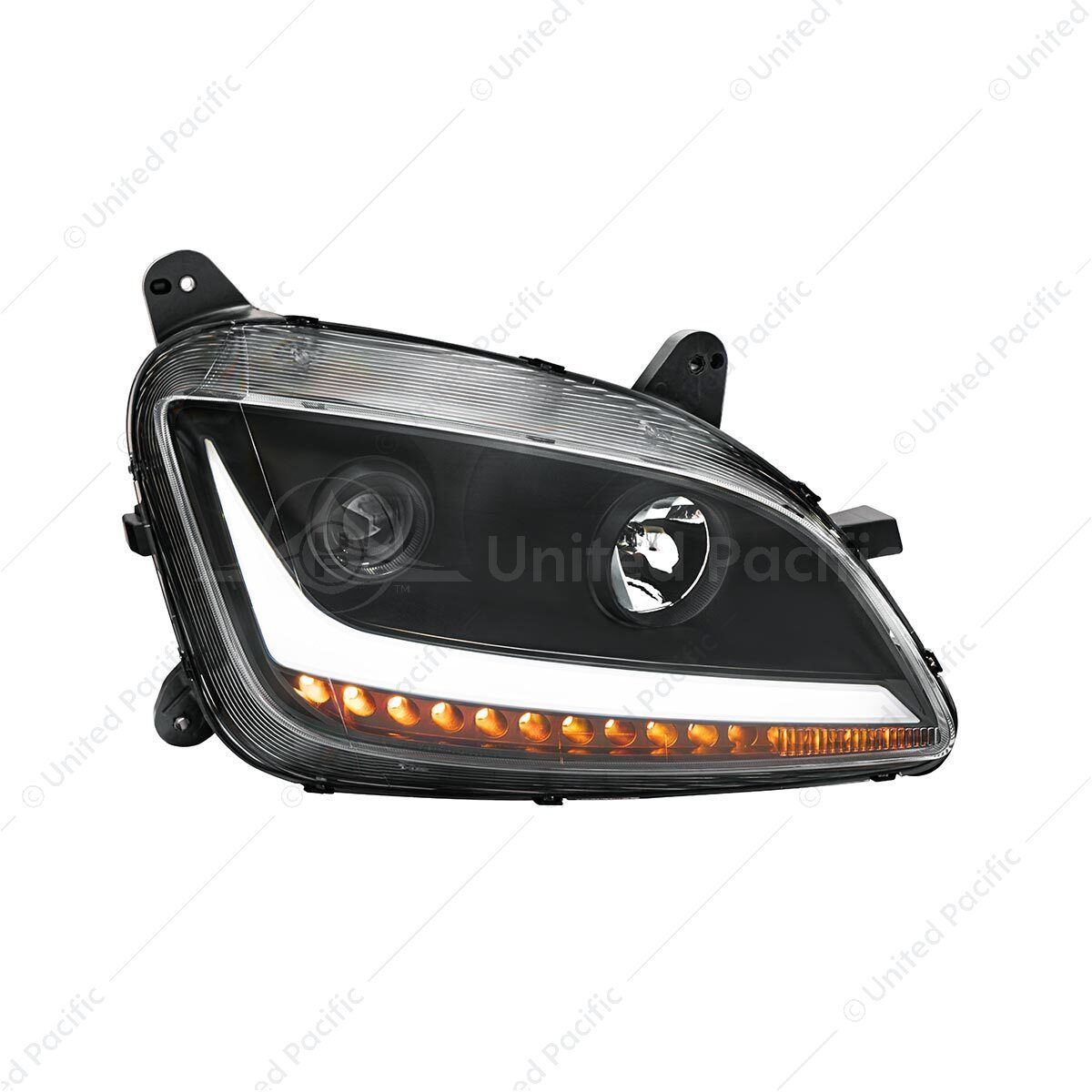 Black Projection Headlight With LED Position & Sequential Signal For 2012-2021 Peterbilt 579- Passen