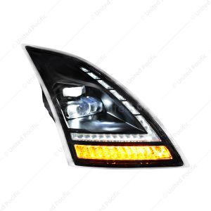 Blackout Full LED Headlight With LED Turn Signal and DRL For 2018-2024 Volvo VNL-Passenger