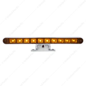 Chrome 10 LED Light Bar With 180 Degree Swivel Base - Dual Function Amber LED/Amber Lens