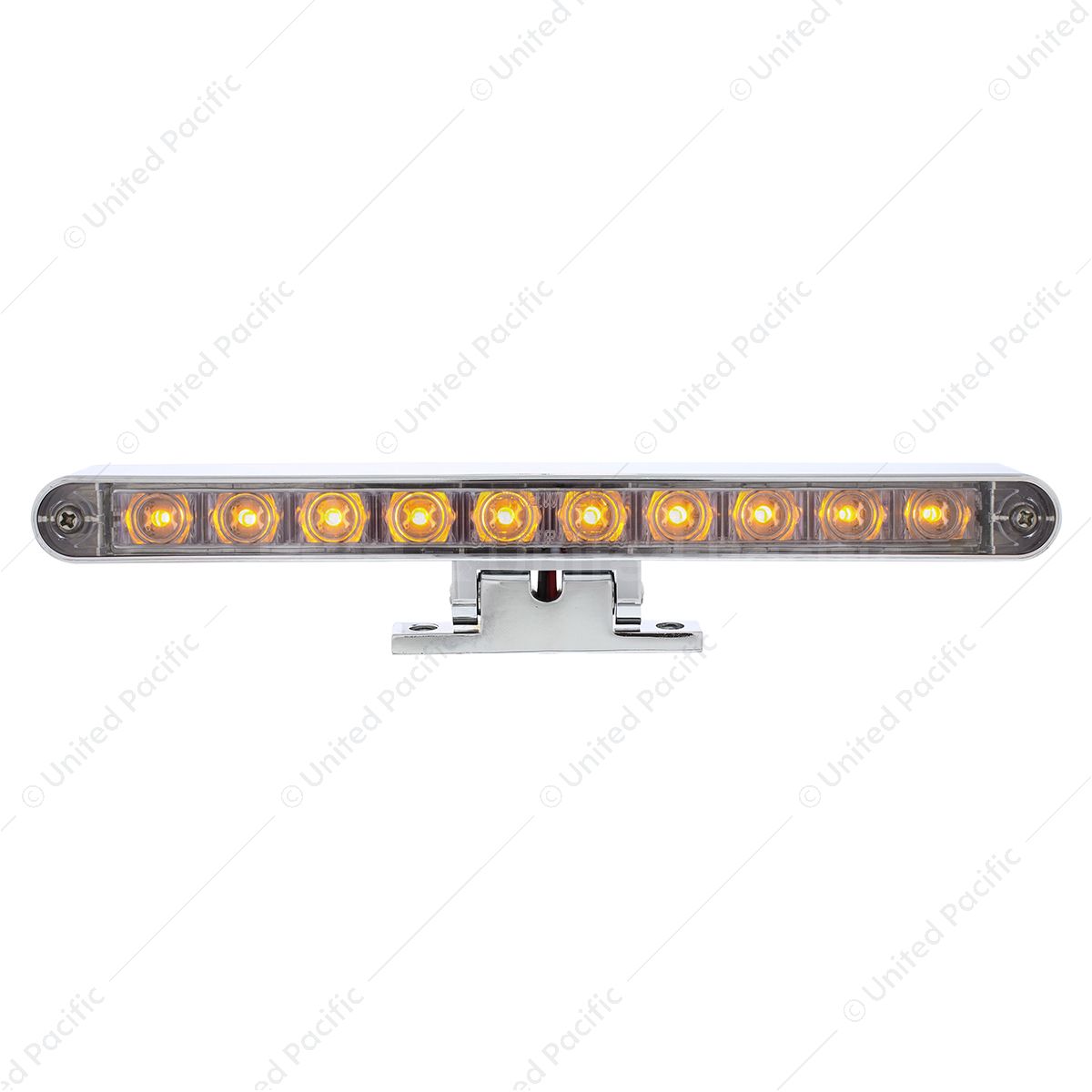 Chrome 10 LED Light Bar With 180 Degree Swivel Base - Dual Function Amber LED/Clear Lens