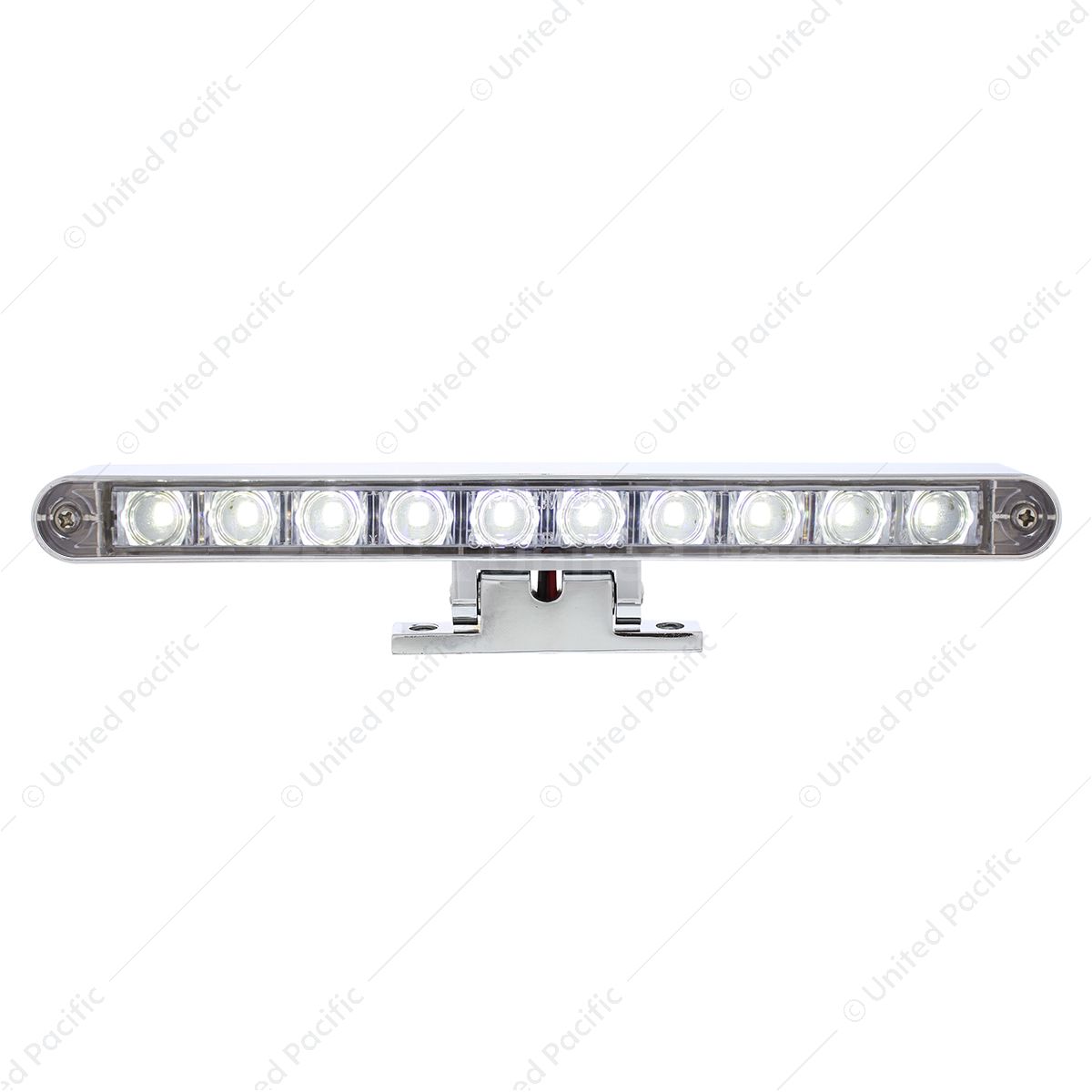 Chrome 10 LED Light Bar With 180 Degree Swivel Base - Dual Function White LED/Clear Lens