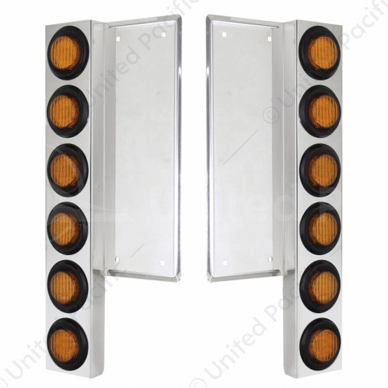 FL SS Front Air Cleaner Bracket W/12X 9 LED 2" Lights -Amber LED & Lens (Pair)