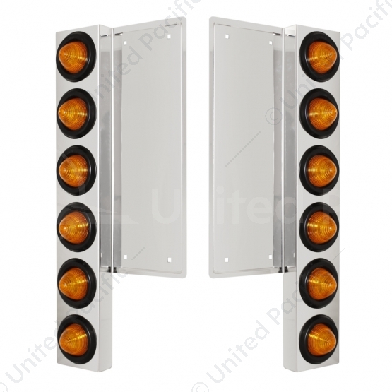 FL SS Front Air Cleaner Bracket W/12X 9 LED 2" Beehive Lights -Amber LED & Lens (Pair)