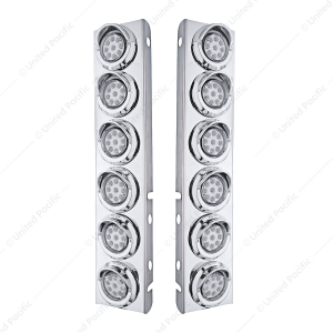 SS Front Air Cleaner Bracket With 12X 9 LED 2" Reflector Lights For Peterbilt