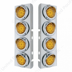 SS Front Air Cleaner Bracket With 8X 9 LED 2" Reflector Lights For Peterbilt