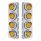 SS Front Air Cleaner Bracket With 8X 9 LED 2" Reflector Lights & Visors For Peterbilt -Amber LED & L