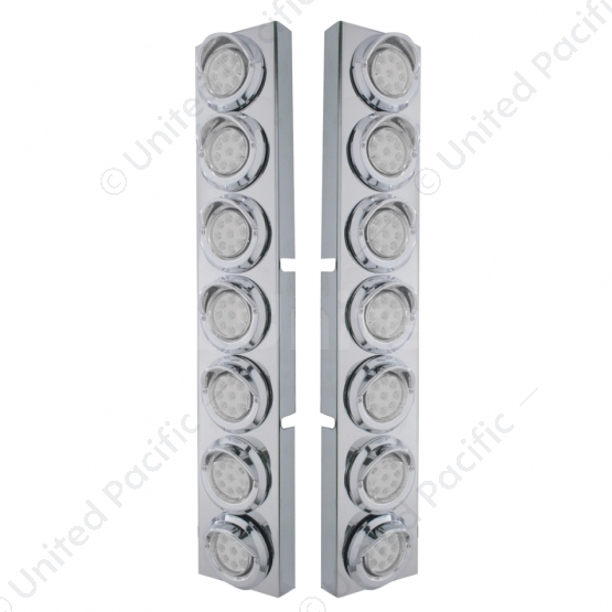 SS Front Air Cleaner Bracket With 14X 9 Amber LED 2" Reflector Lights & Visors For KW Trucks-Clear L