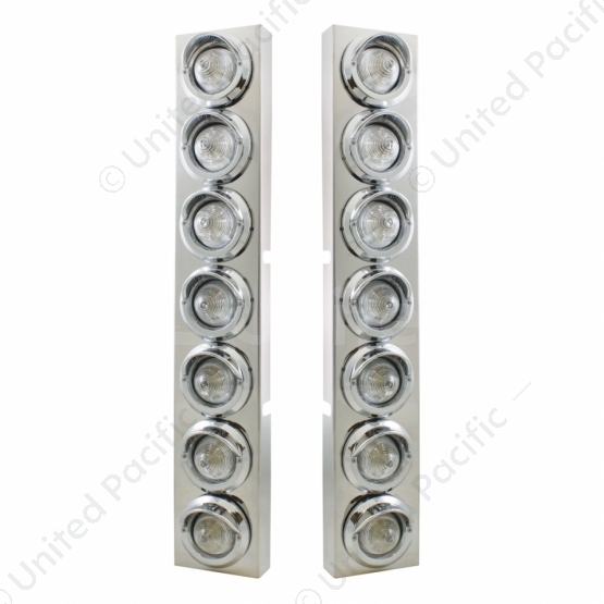 SS Front Air Cleaner Brkt With 14X 9 Amber LED 2" Beehive Lights & Visors For KW Trucks -Clear Lens