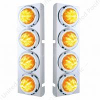 SS Front Air Cleaner Bracket With 8X 9 LED 2" Beehive Lights & Bezels For Peterbilt-Amber LED & Lens