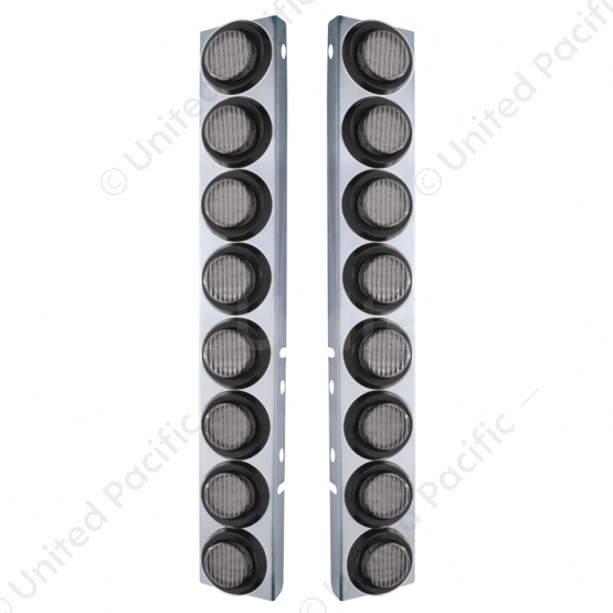 SS Front Air Cleaner Bracket With 16X 9 LED 2" Lights For Peterbilt-Amber LED/Clear Lens