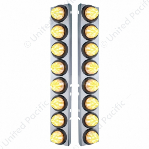 SS Front Air Cleaner Bracket With 16X 9 LED 2" Beehive Lights For Peterbilt
