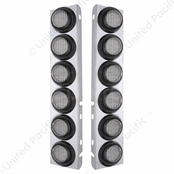 SS Front Air Cleaner Bracket With 12X 9 LED 2" Lights For Peterbilt-Amber LED/Clear Lens