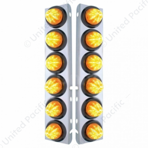 SS Front Air Cleaner Bracket With 12X 9 LED 2" Beehive Lights For Peterbilt
