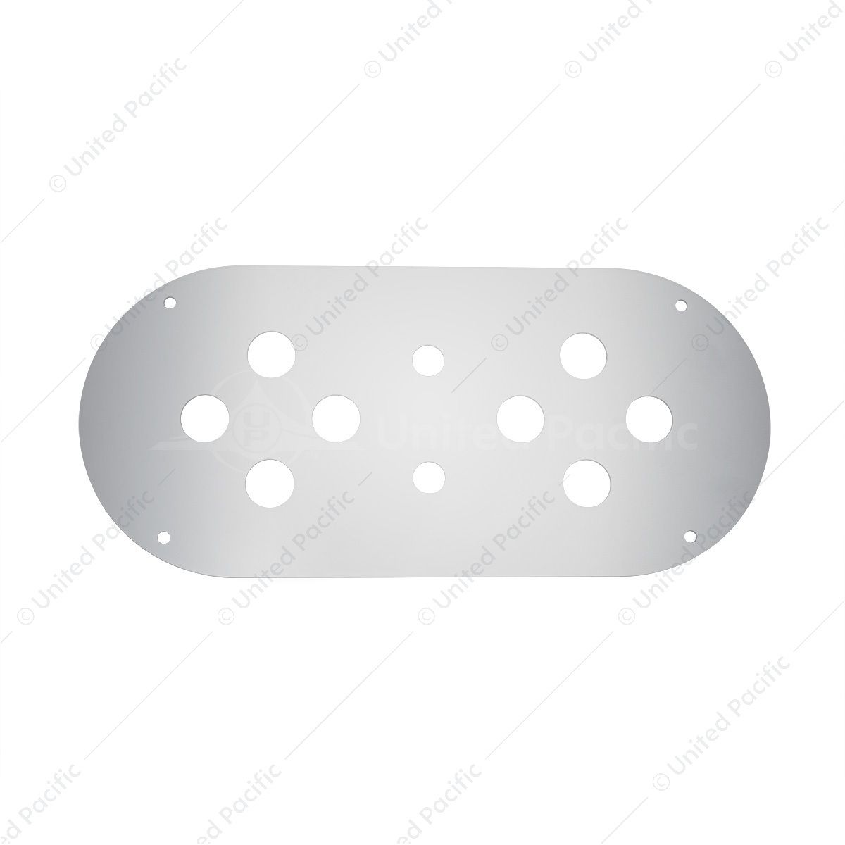 Stainless Steel Above Door Dome Light Plate With 8 x 3/4" Mini Light Cutouts For Kenworth & Peterbil