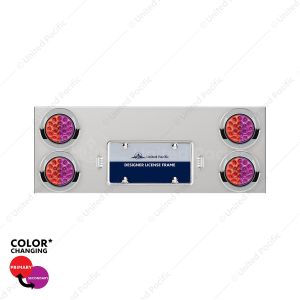 33-3/4" SS Rear Center Panel With 4X 19 LED 4" Double Fury Lights & Visors