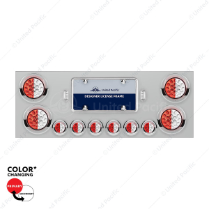 SS Rear Center Panel With 4X 19 LED 4" & 6X 7 LED 2" Double Fury Lights & Visors