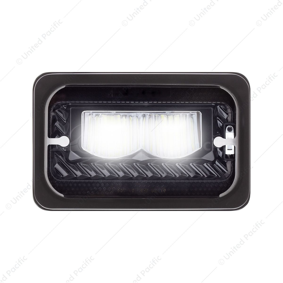 ULTRALIT - Heated 4" X 6" LED Headlight With Glass Lens & Aluminum Housing - High Beam - Black