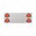 33-3/4" Stainless Rear Center Panel With Four 7 LED 4" Reflector Lights & Visors(No LP Holes)-Red LE