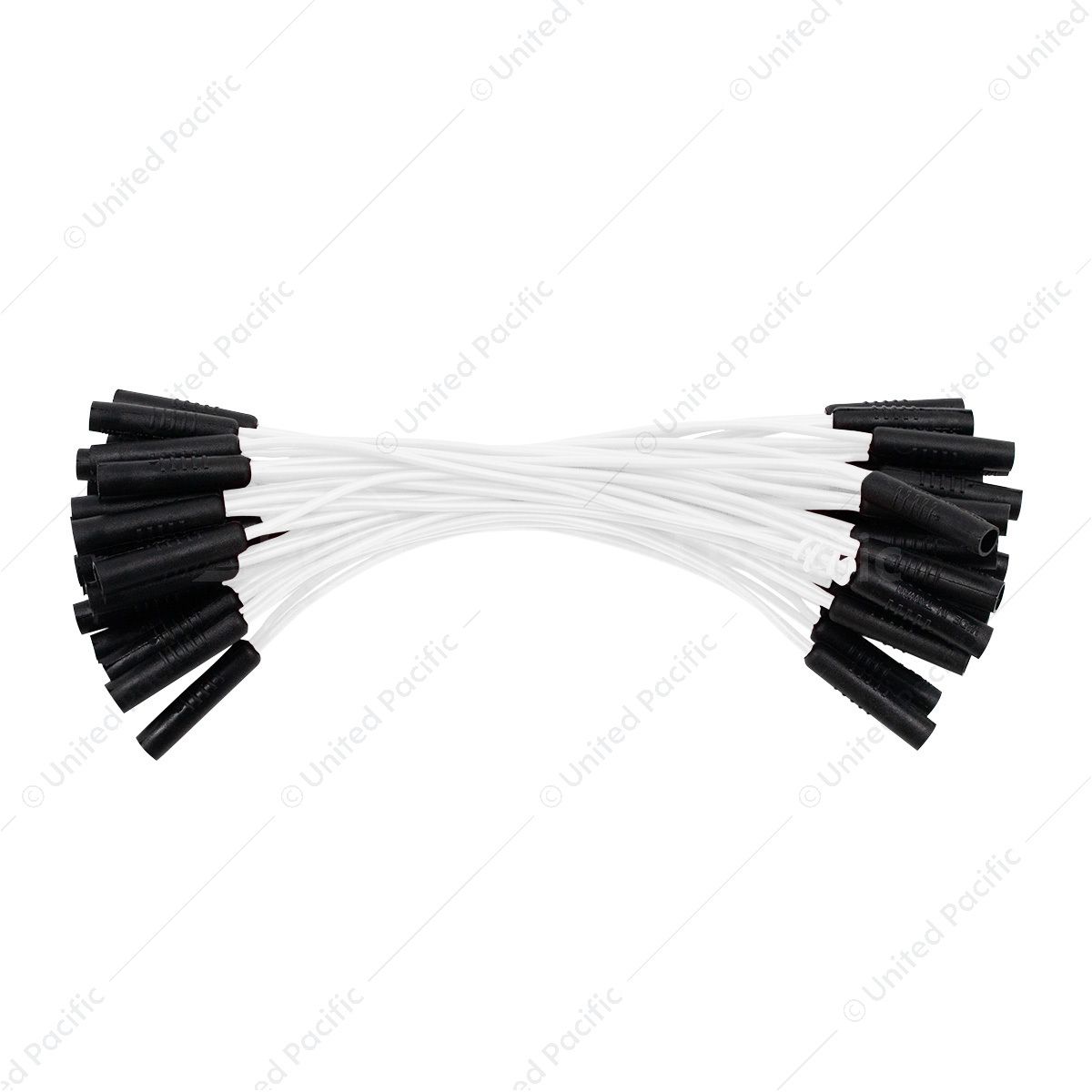 0.180" Female Plug White Wire Harness With 50 Plugs-6" Lead (Bulk)